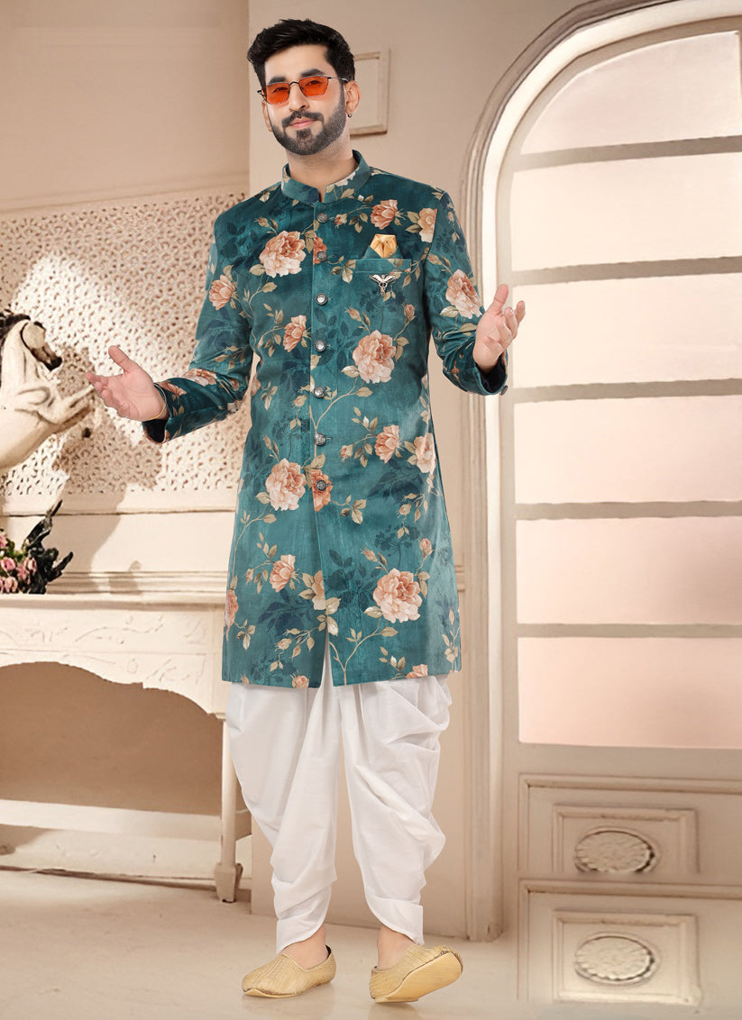 Rama Green Designer Semi Indo Western