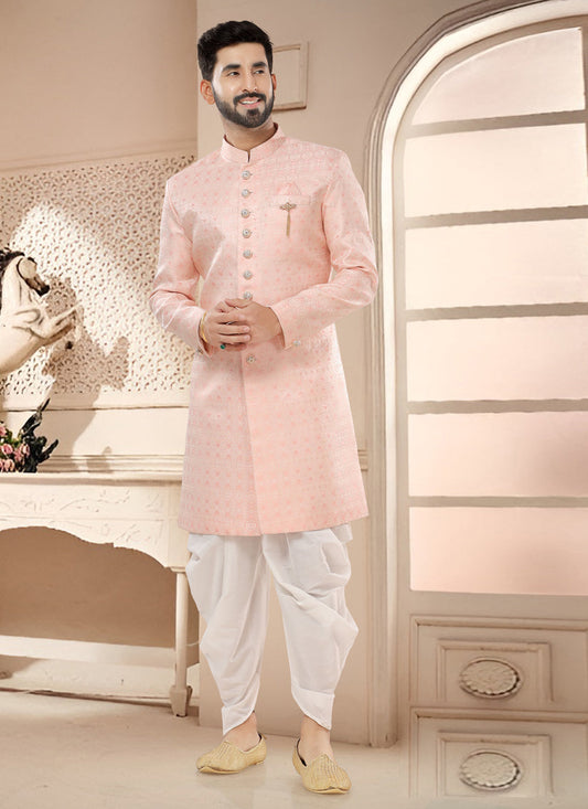 Salmon Pink Designer Semi Indo Western