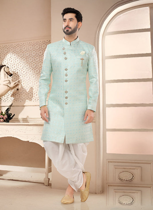 Mint Blue Designer Semi Indo Western