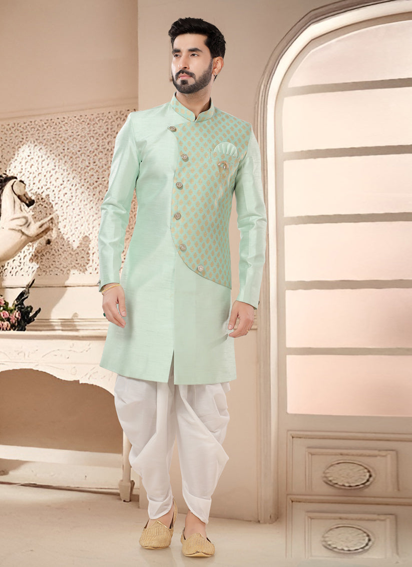 Mint Green Designer Semi Indo Western