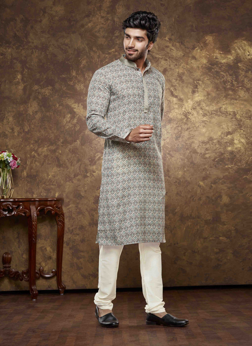 Multicolor Cotton Printed Kurta Pajama Set