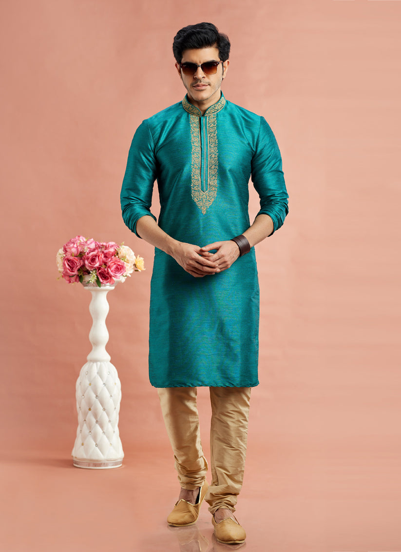 Morpich Banarasi Art Silk Embroidered Kurta Pajama Set