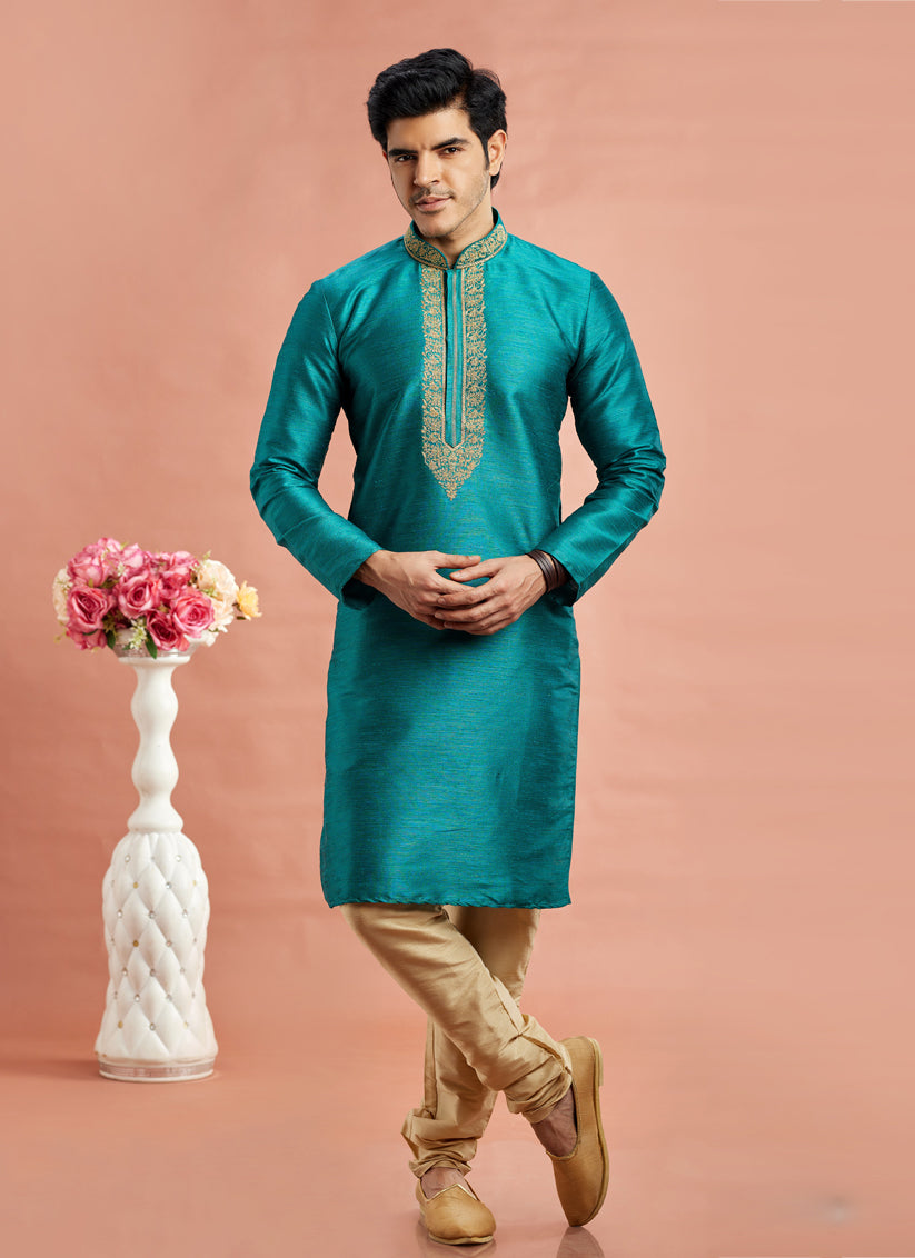 Morpich Banarasi Art Silk Embroidered Kurta Pajama Set