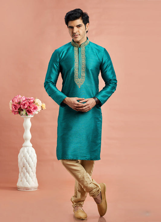 Morpich Banarasi Art Silk Embroidered Kurta Pajama Set