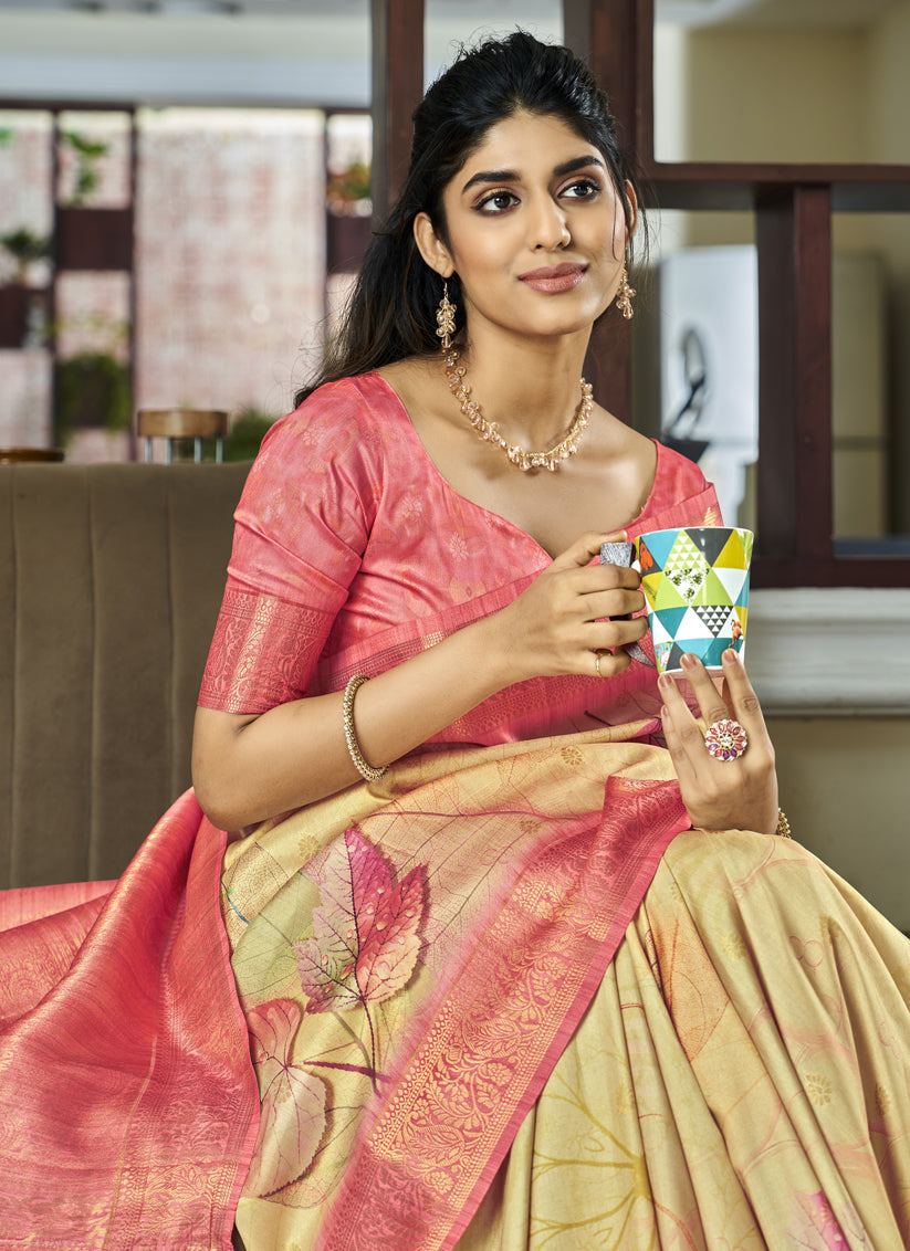 Blonde Pure Handloom Kotha Silk Saree