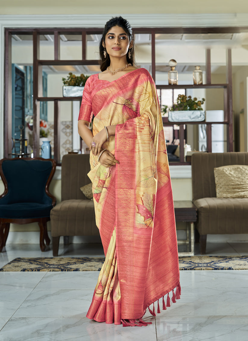 Blonde Pure Handloom Kotha Silk Saree