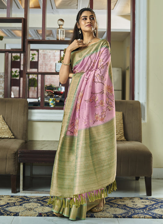 Rose Pink Pure Handloom Kotha Silk Saree