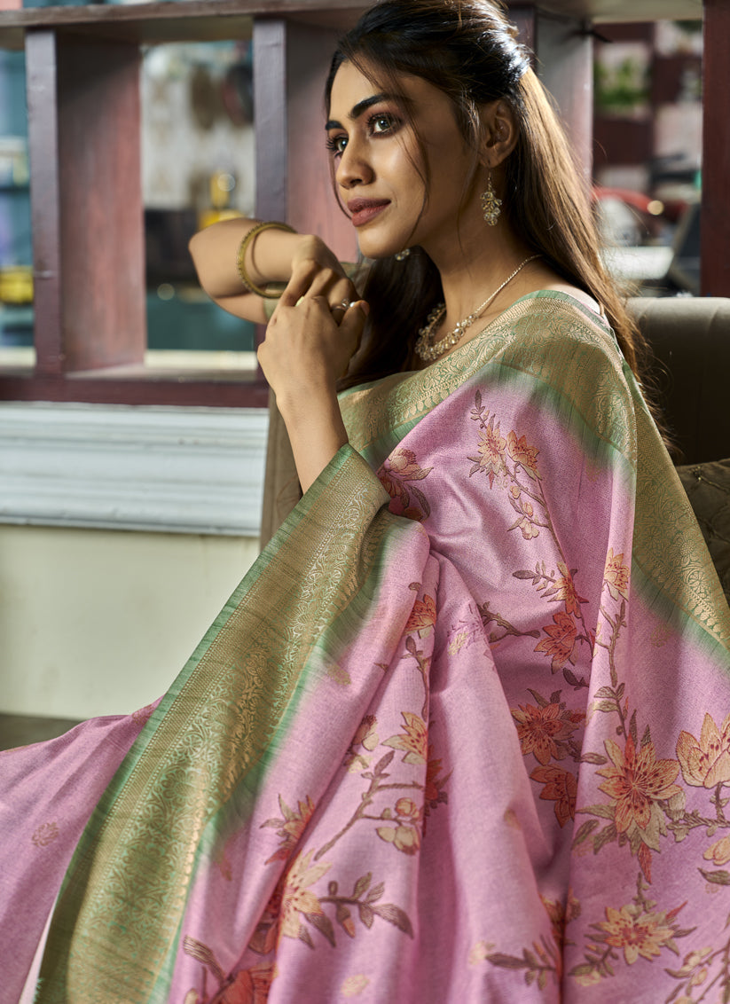 Rose Pink Pure Handloom Kotha Silk Saree