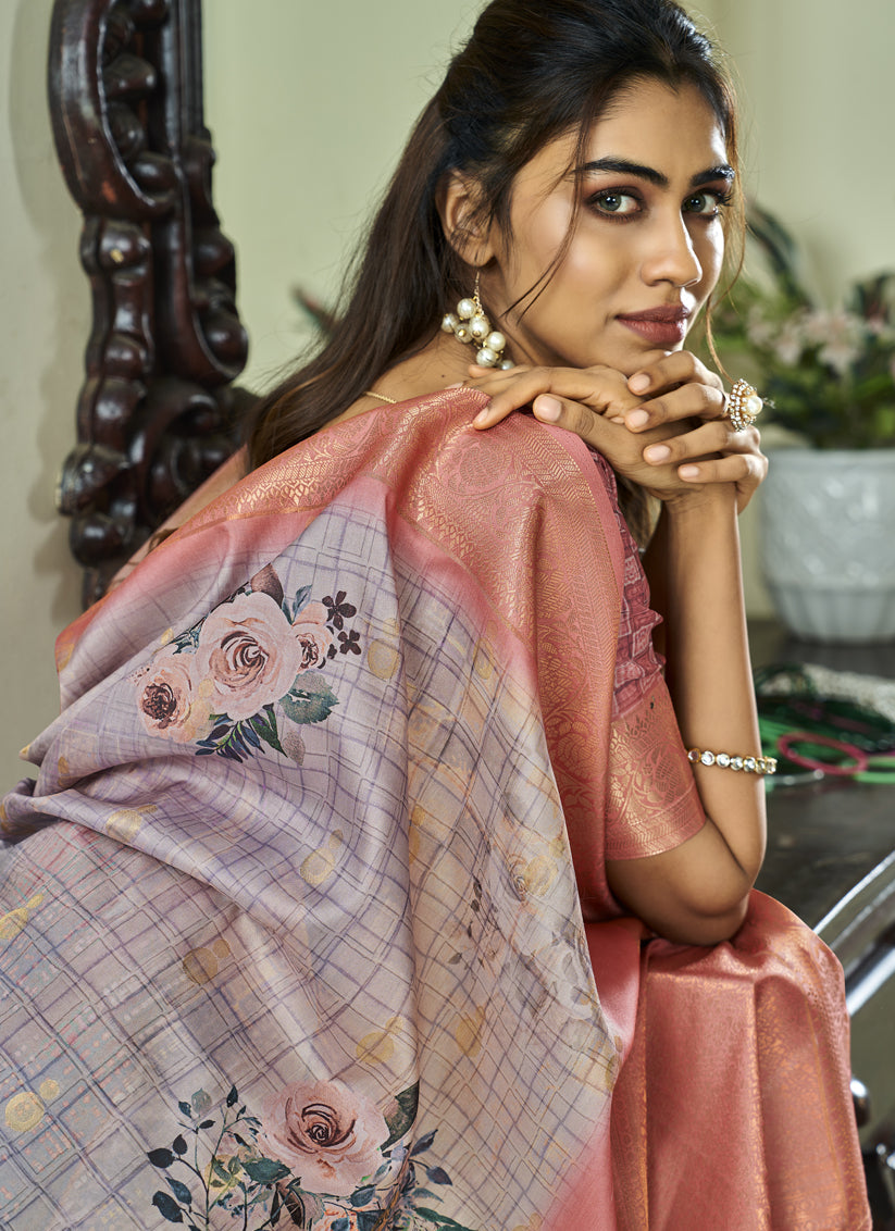 Lavender Pure Handloom Kotha Silk Saree