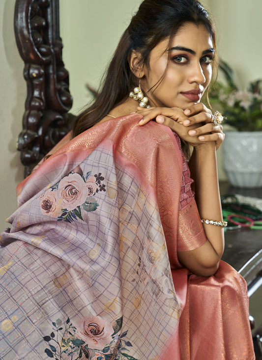 Lavender Pure Handloom Kotha Silk Saree