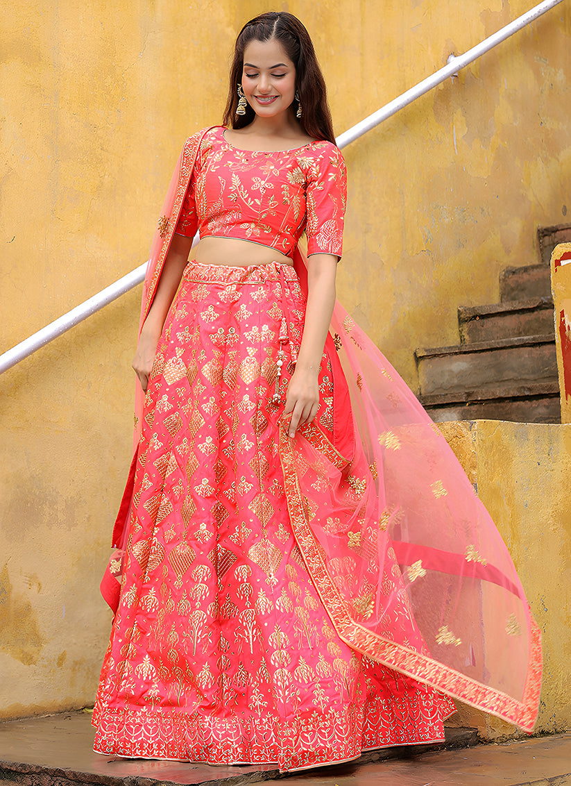 Stunning Peach Heavy Lehenga Choli Set for Festival
