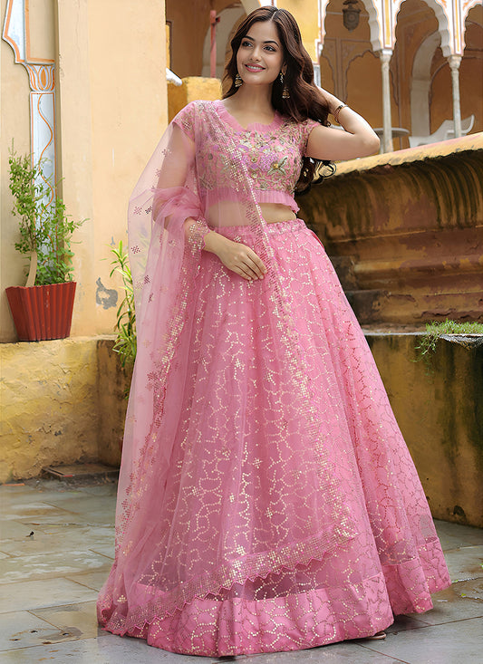 Wonderful Pink Heavy Lehenga Choli Set for Festival