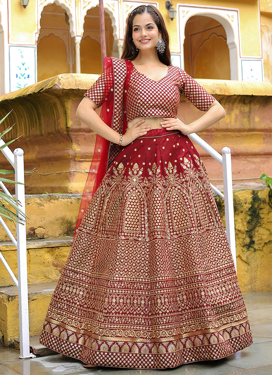 Gorgeous Maroon Heavy Lehenga Choli Set for Festival