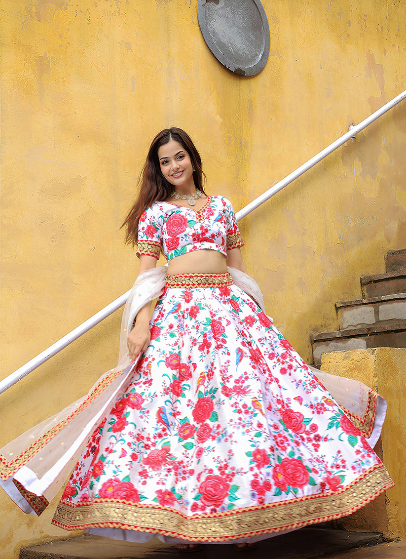 Astonishing White Heavy Lehenga Choli Set for Festival