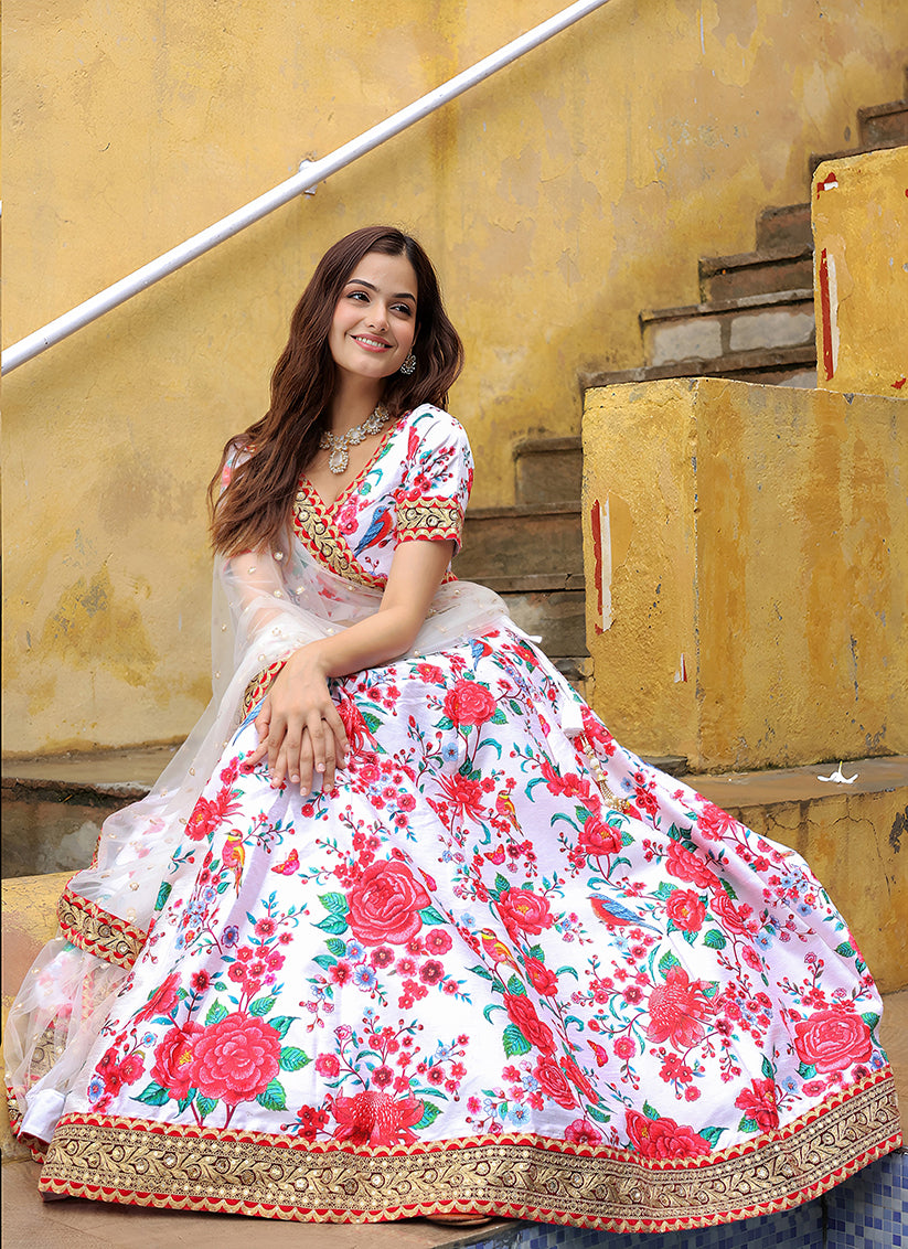 Astonishing White Heavy Lehenga Choli Set for Festival