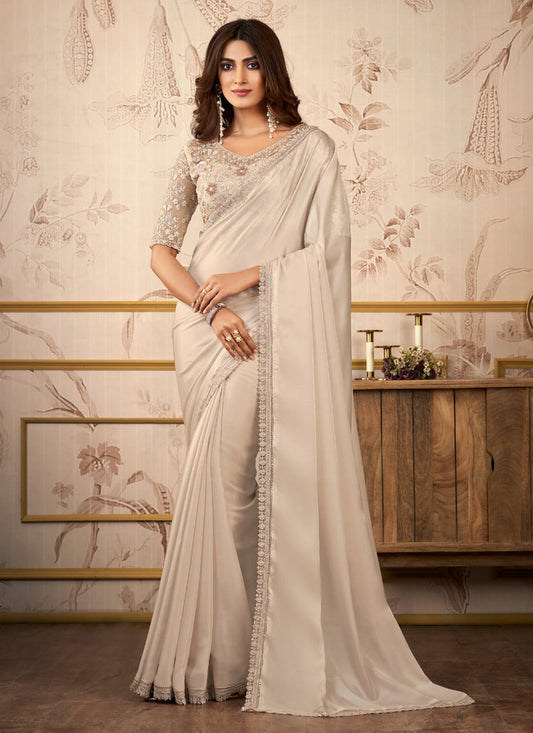 Bisque Cream Heavy Designer Saree