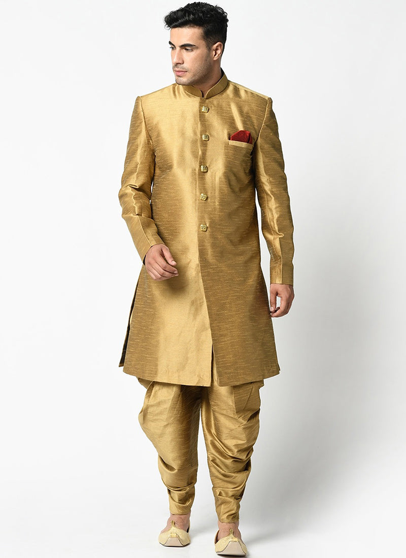 Golden Dupion silk Mens Indo Western