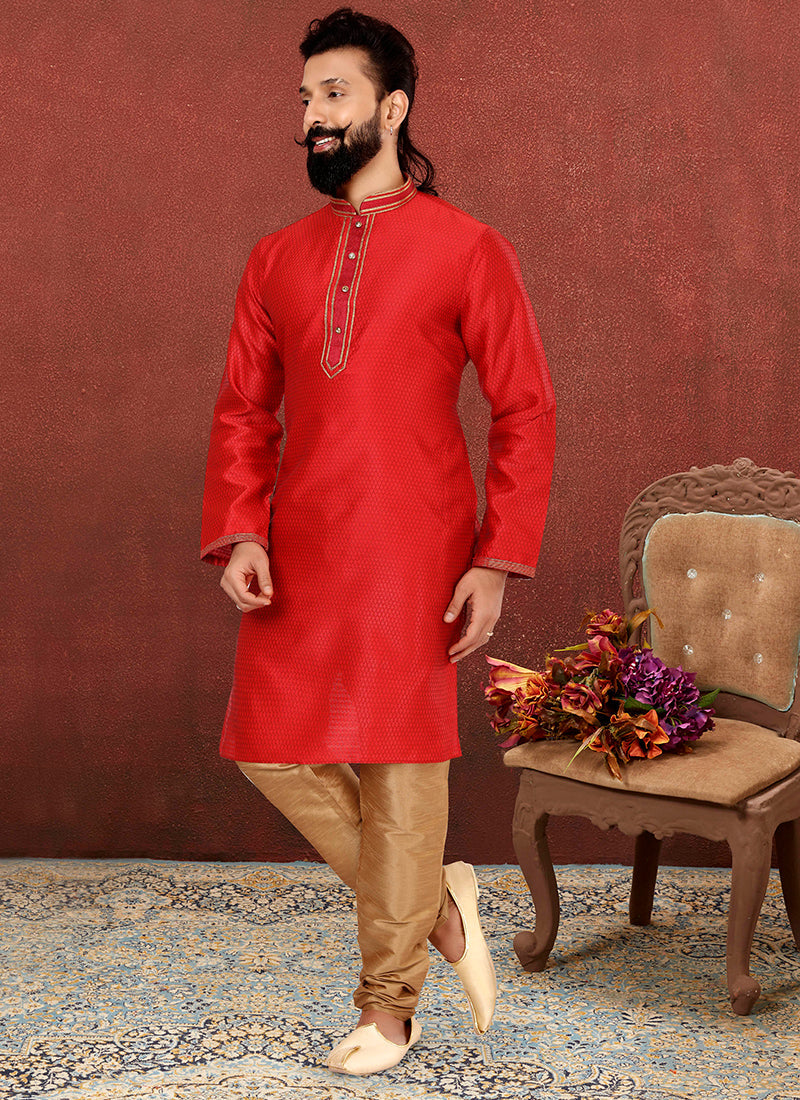 Red Blackberry Mens Kurta Set