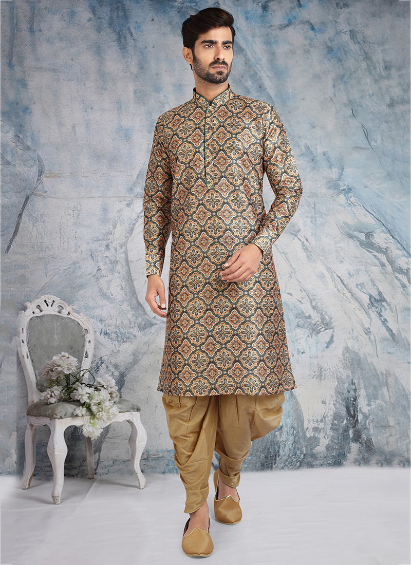 Multicolor Banarasi Mens Kurta Pyjama Set