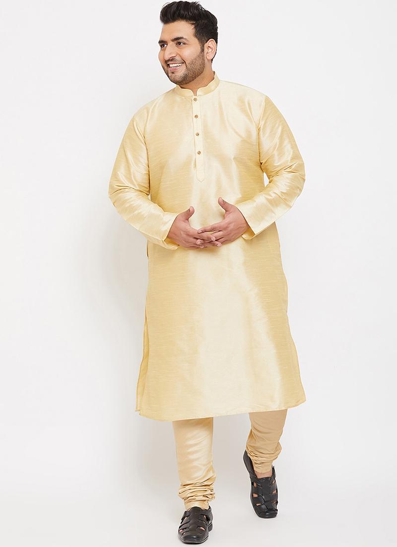 Cream Dupion Silk Mens Kurta Pyjama Set