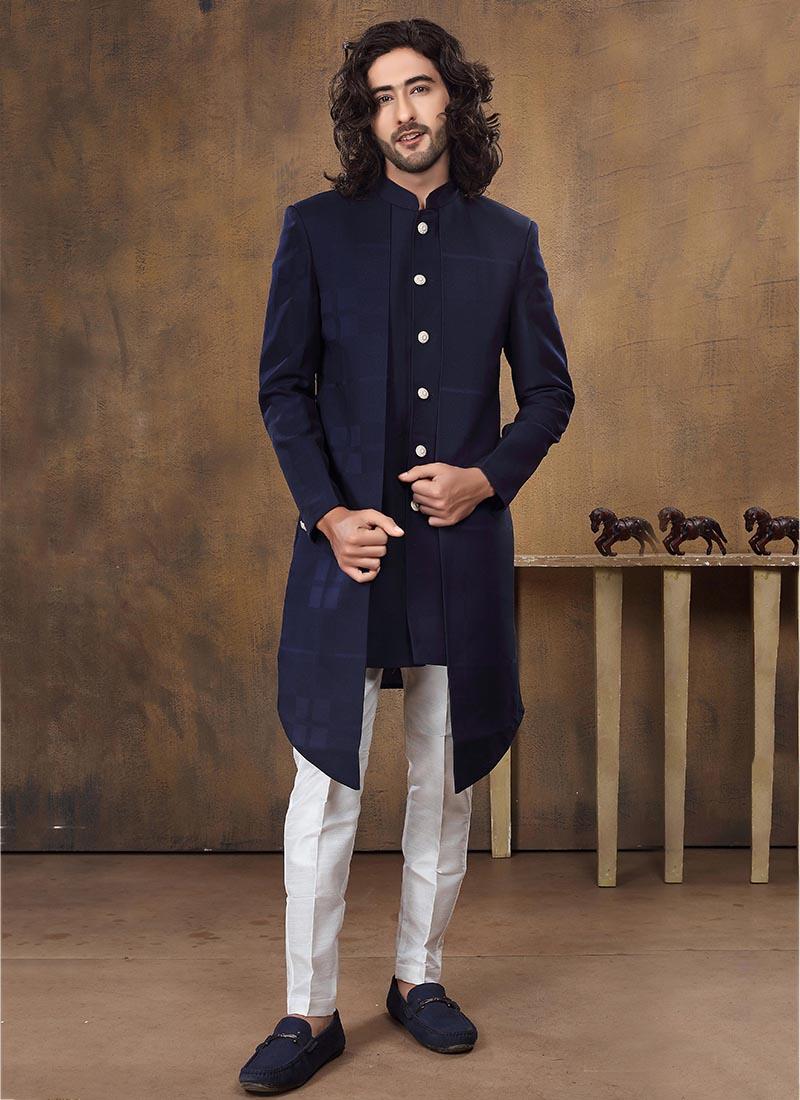 Navy Blue Imported Mens Indo Western