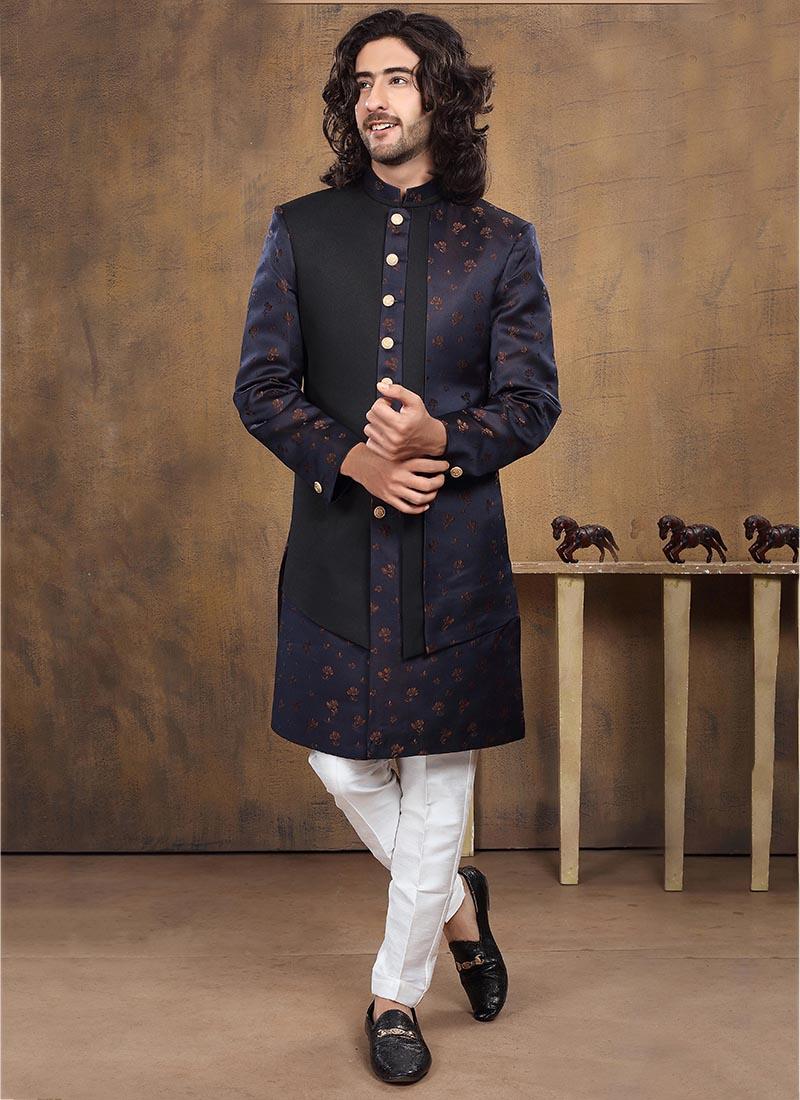 Navy Blue Imported Mens Indo Western