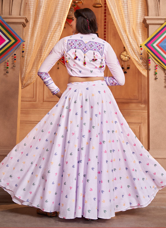 Navratri Special Lavender Cotton Chaniya Choli with Koti