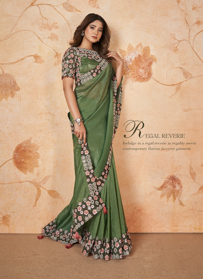 Fern Green Designer Saree for Wedding