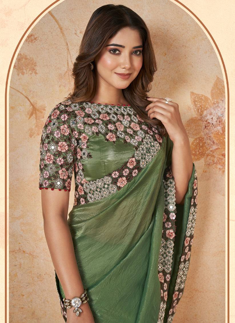 Fern Green Designer Saree for Wedding