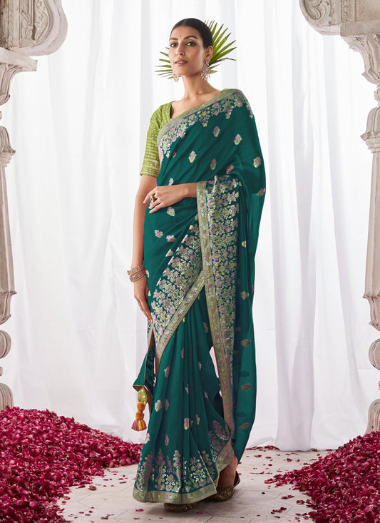 Morpich Kora Silk Meenakari Pallu Saree