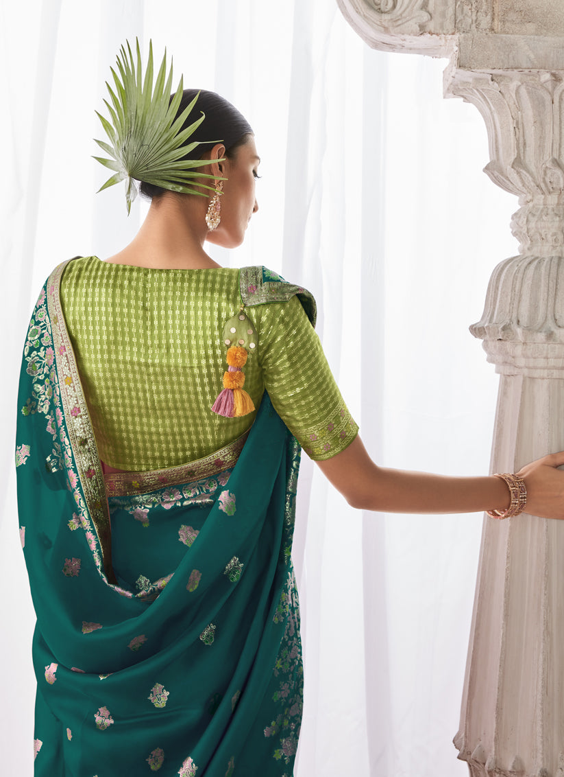 Morpich Kora Silk Meenakari Pallu Saree