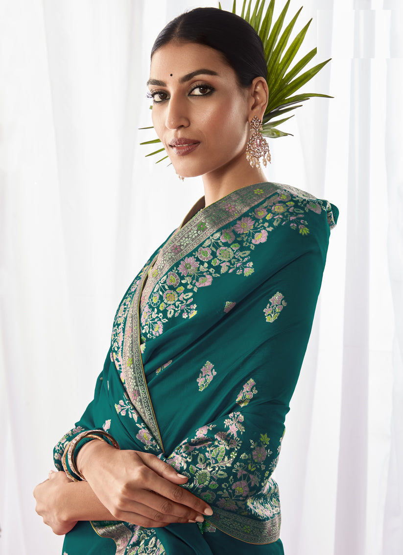 Morpich Kora Silk Meenakari Pallu Saree