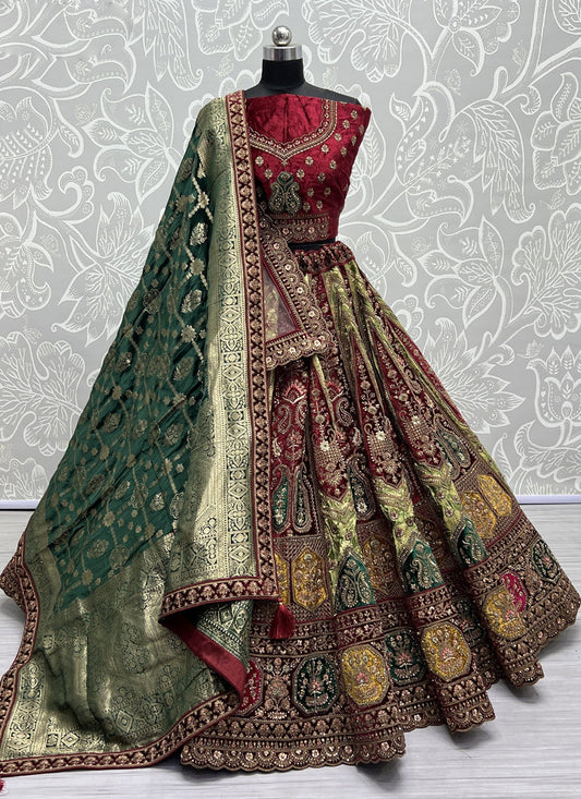 Pista Green Heavy Designer Lehenga Choli Set