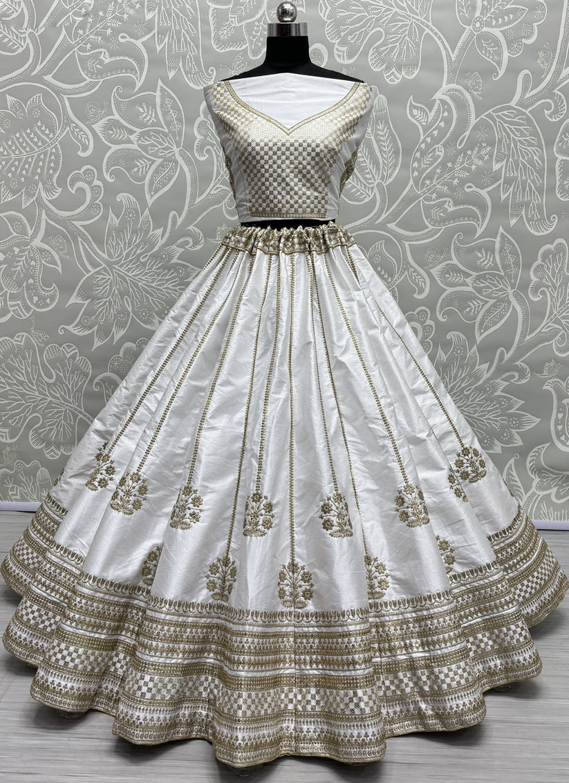 White Silk Heavy Designer Lehenga Choli Set