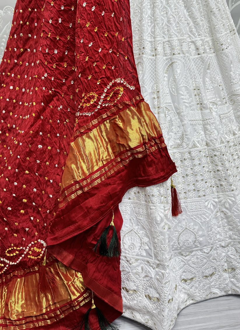 White Georgette Heavy Designer Lehenga Choli Set