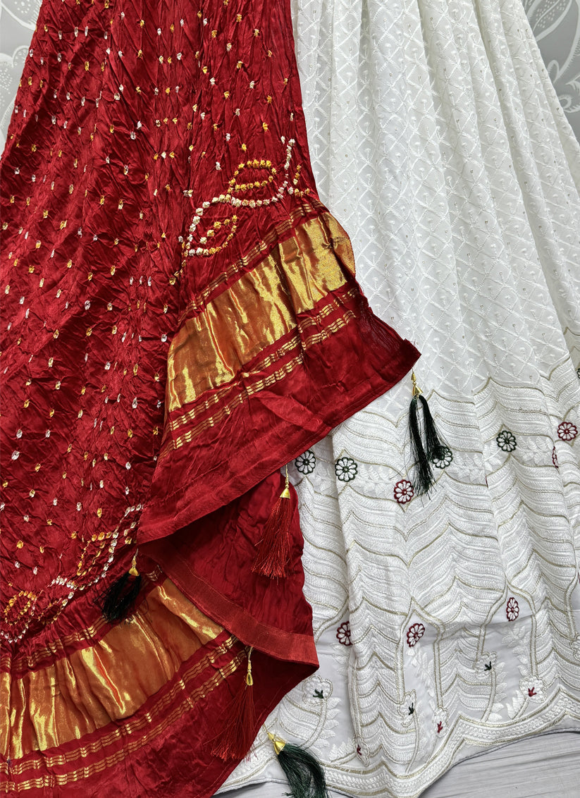 White Georgette Heavy Designer Lehenga Choli Set