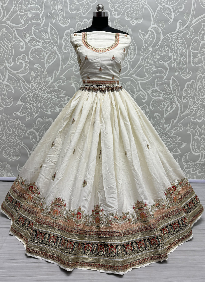 White Silk Heavy Designer Lehenga Choli Set