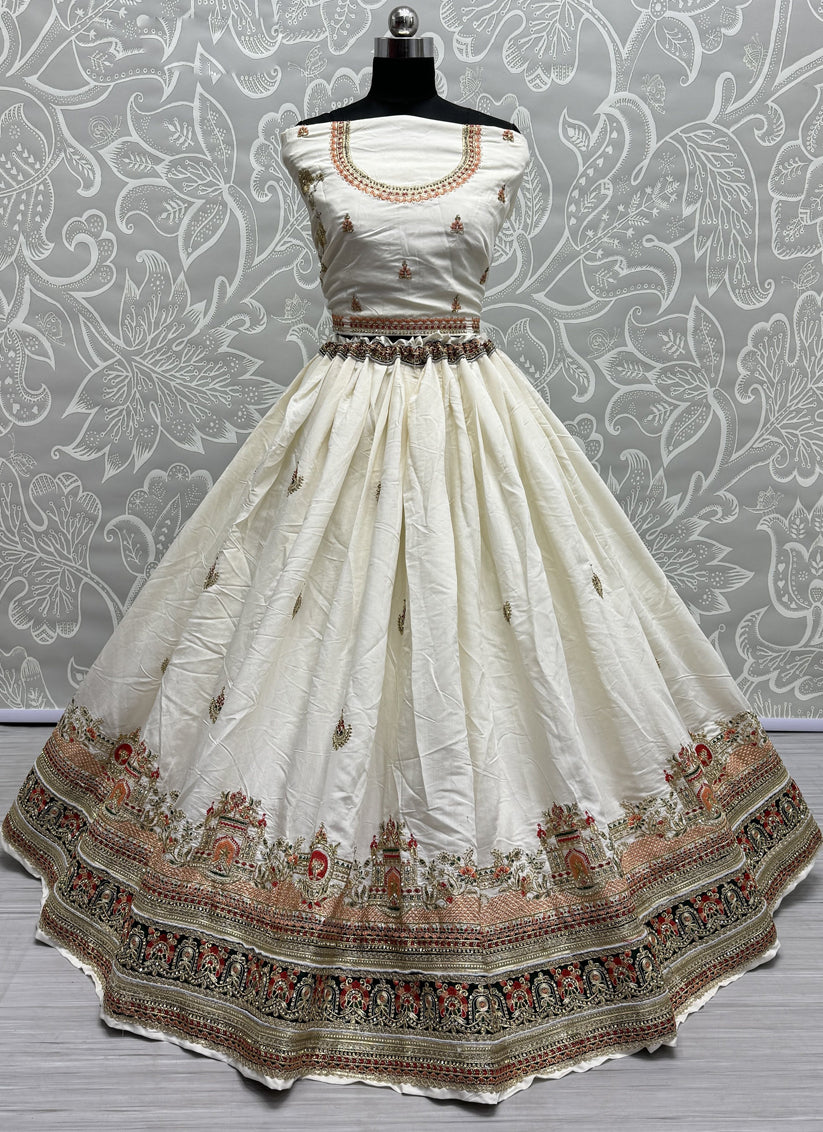 White Silk Heavy Designer Lehenga Choli Set