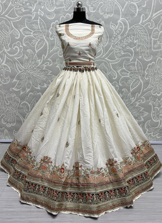 White Silk Heavy Designer Lehenga Choli Set