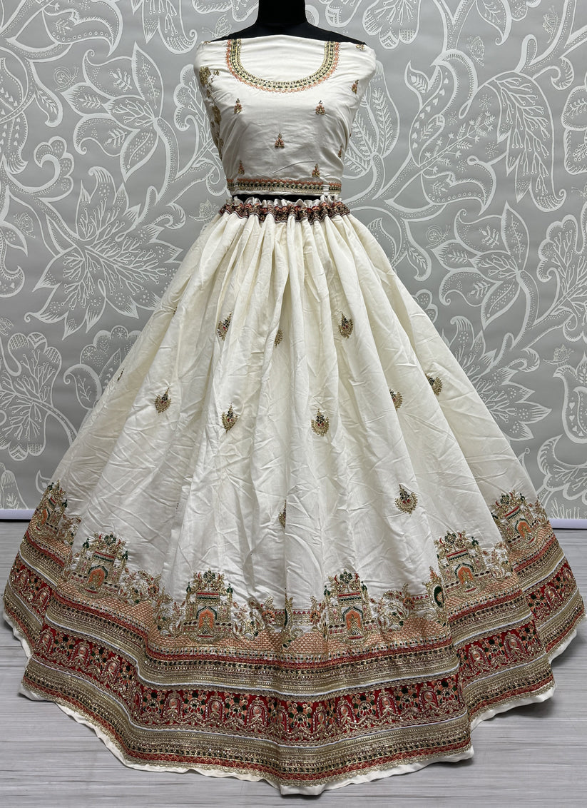 White Silk Heavy Designer Lehenga Choli Set