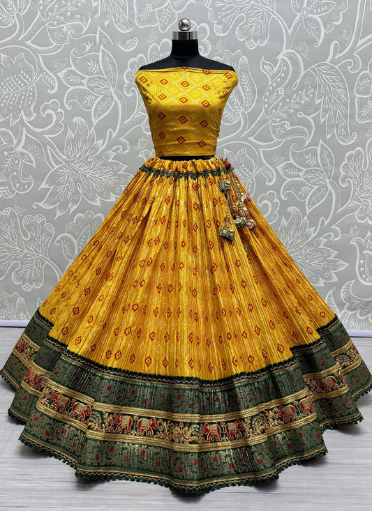 Mustard Crepe Cotton Lehenga Choli for Festival