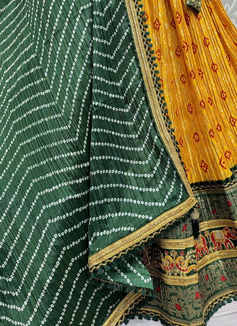 Mustard Crepe Cotton Lehenga Choli for Festival