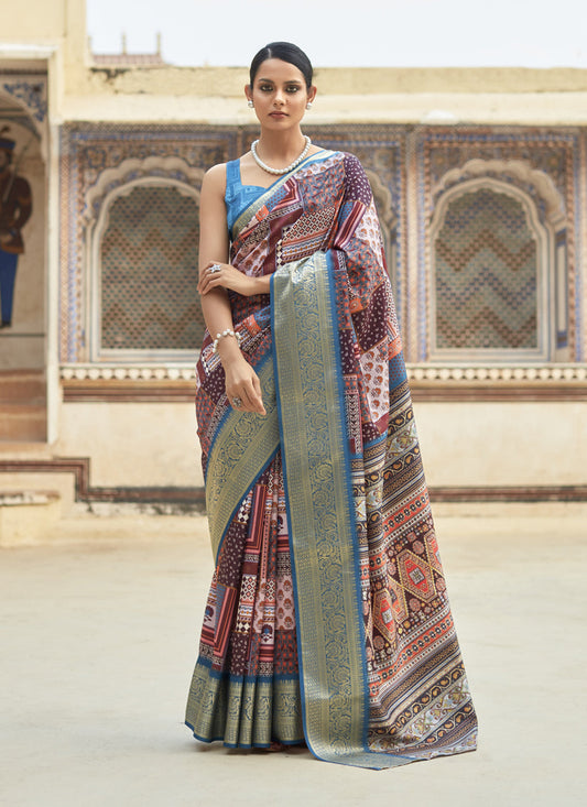 Multicolor Dola Viscose Partywear Saree