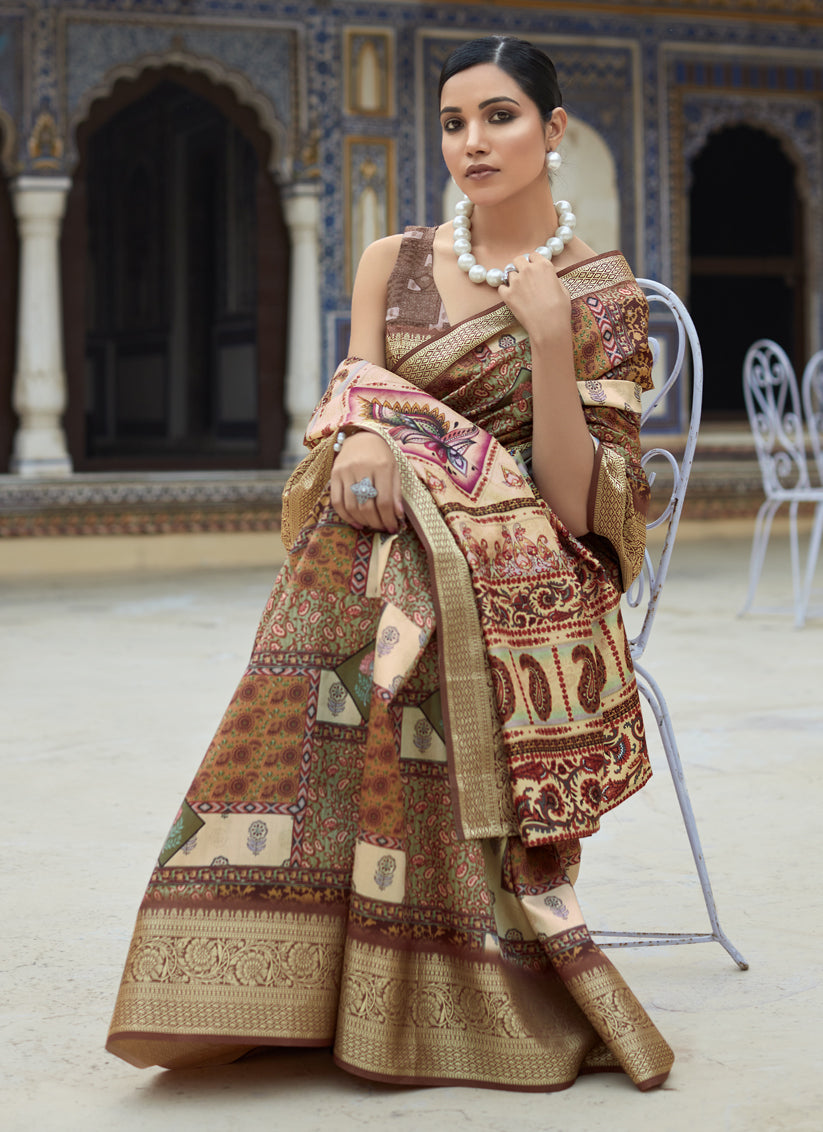 Beige Dola Viscose Partywear Saree