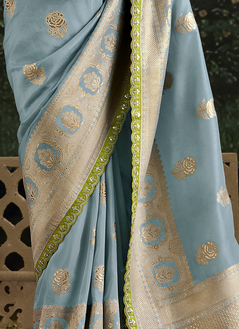 Opulent Livid Dola Silk Embroidered Wedding Saree