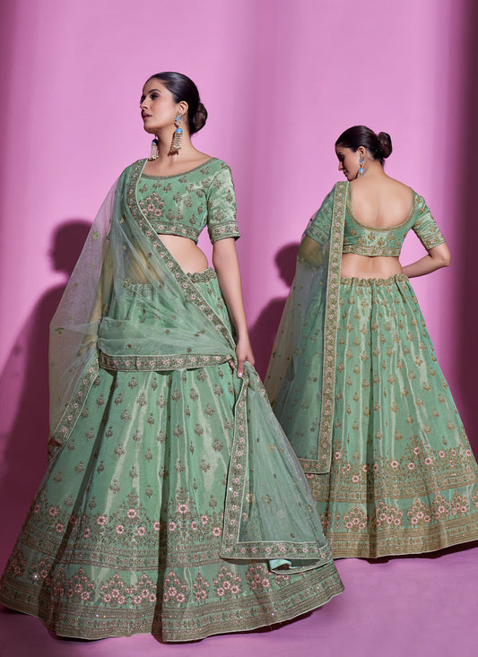 Sea Green Gota Silk Embroidered Designer Lehenga Choli