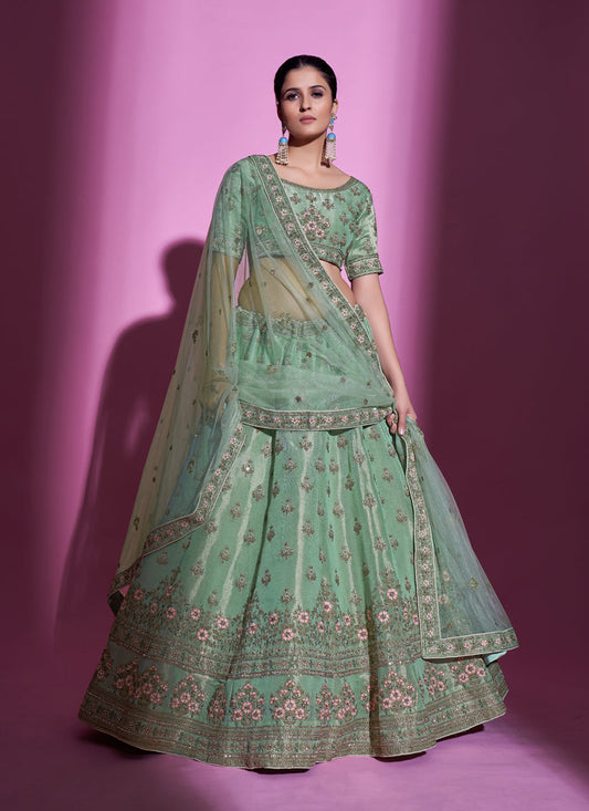 Sea Green Gota Silk Embroidered Designer Lehenga Choli