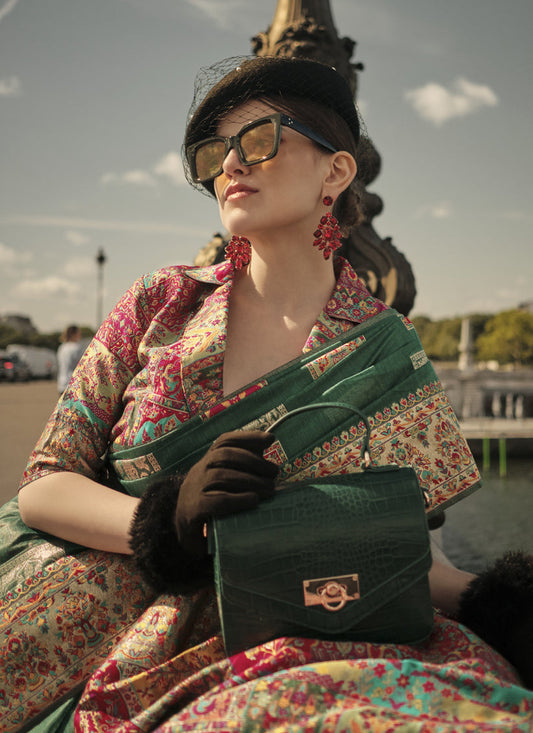 Green Kashmiri Handloom Woven Saree