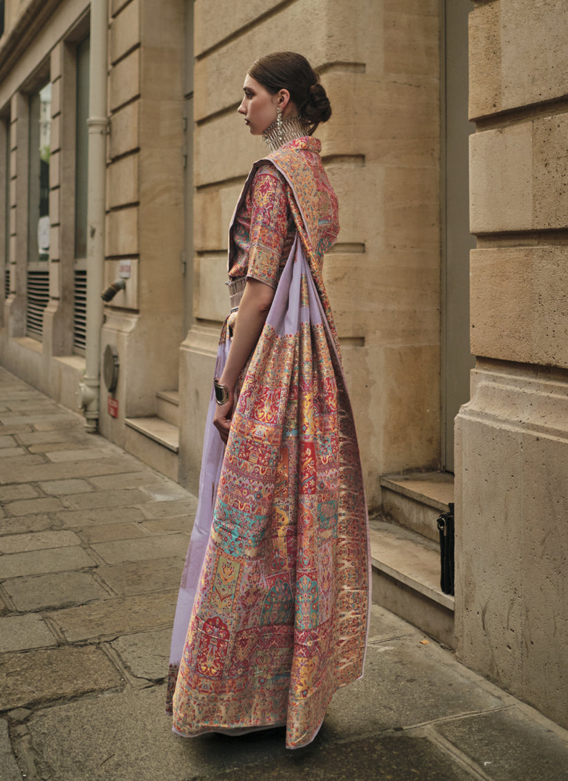 Purple Kashmiri Handloom Woven Saree