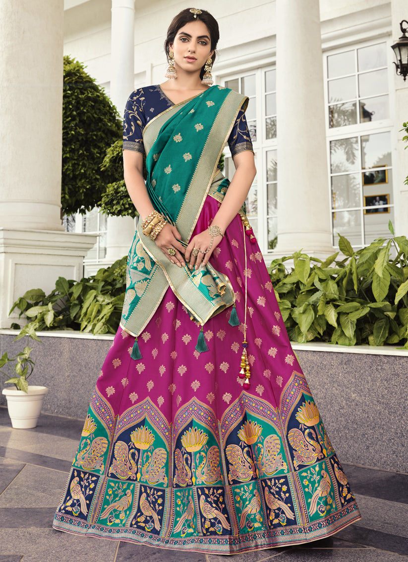 Magenta Banarasi Silk Designer Wedding Lehenga Choli